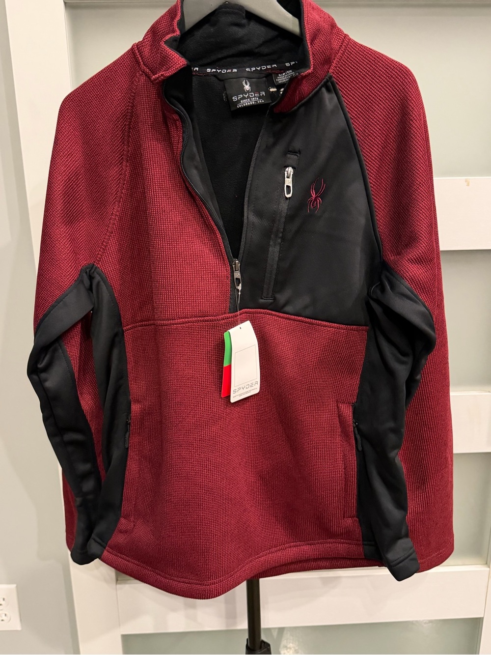 Spyder men’s Burgundy and Black Half-Zip Performance Jacket